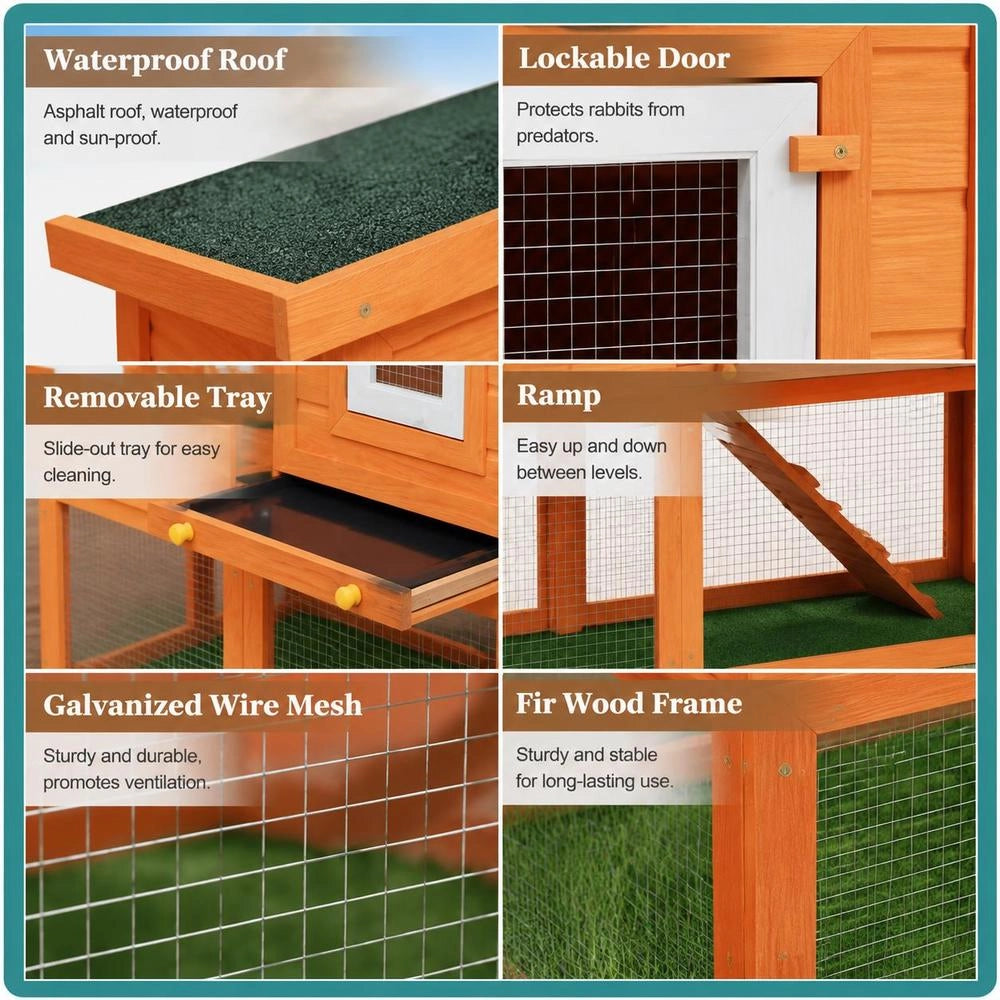 Large Rabbit Hutch, Small Animal Cage, Detached House