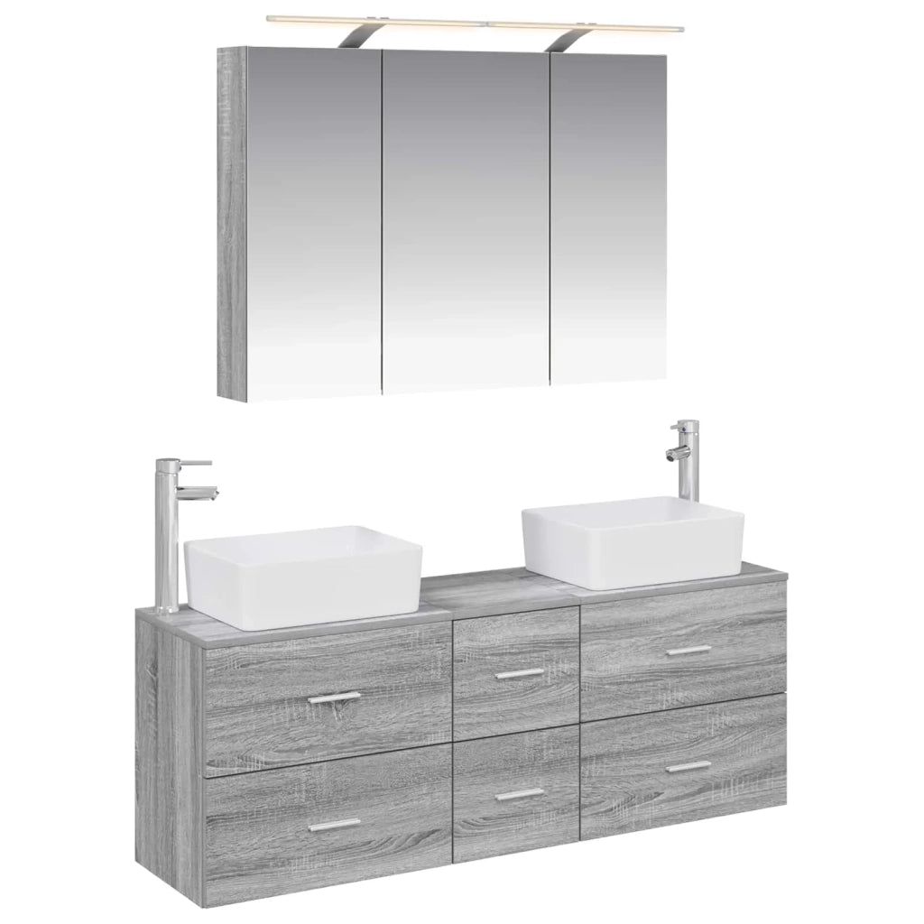 Set di mobili per il bagno 4 pcs Sonoma grigio 3406860