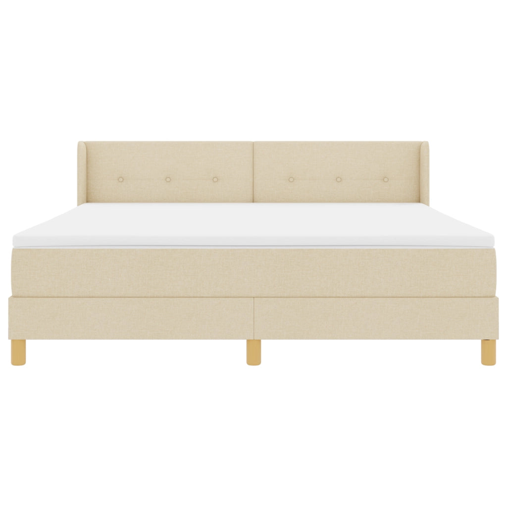 Letto a Molle Box con Materasso Panna 180x200 cm Tessuto