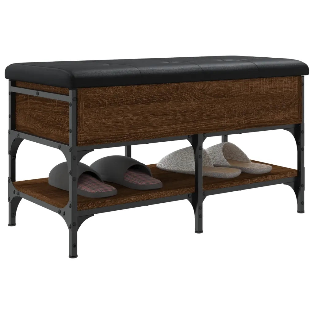 Panca Porta Scarpe-Sgabello-Panca Scarpiera Rovere Marrone 82x42x45 cm Legno Multistrato