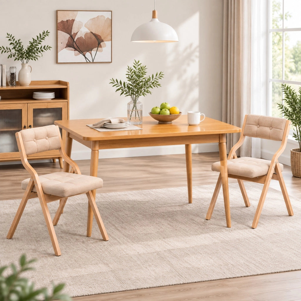 SEDIA Pieghevole imbottita in legno cachi Set da 2 pezzi
