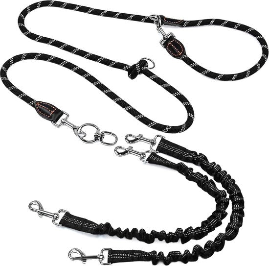 Cordone per cani adattabile 3m x 14mm - Grande cani medio-grandi - senza intrecciarsi - Splitter rotativo a 360° - Cordone doppio per due cani - Nastro per gatti