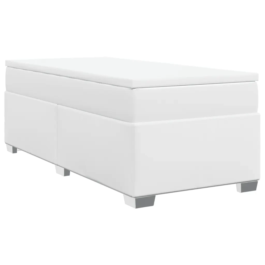 Letto singolo | Letto per adulti | Giroletto a Molle con Materasso Bianco 90x190 cm in Similpelle