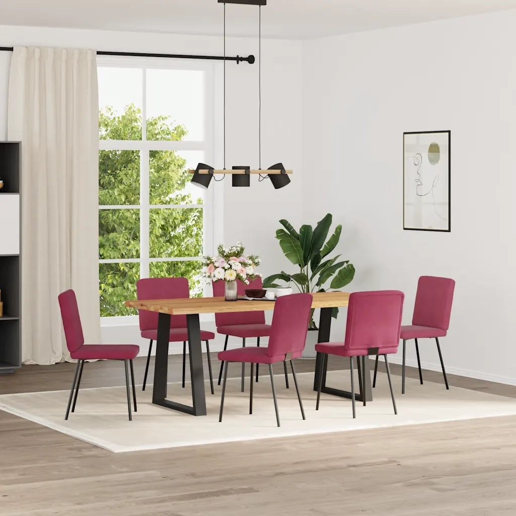 Sedie da Pranzo 6 pz Rosso Vino in Velluto 3315561