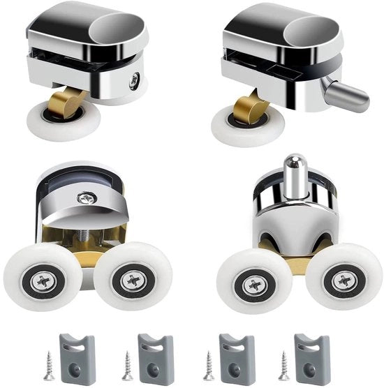 Componenti di riserva per doccetta, diametro 25 mm, per viti di vetro 4-6 mm, set di 4 ruote (2 superiori e 2 inferiori)