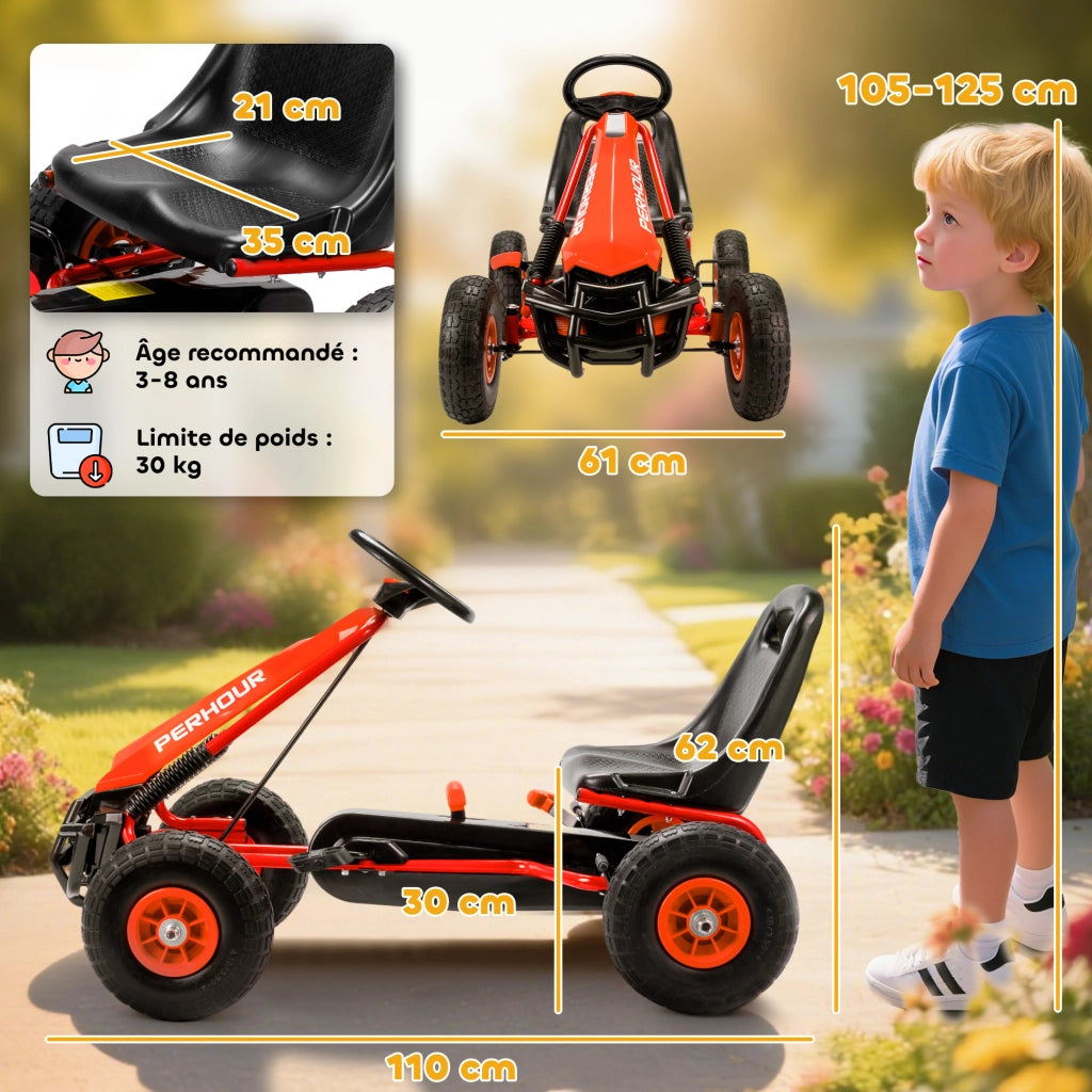 Go-Kart per bambini con sedile regolabile ¨C zephmum ¨C rosso 110x61x62 cm