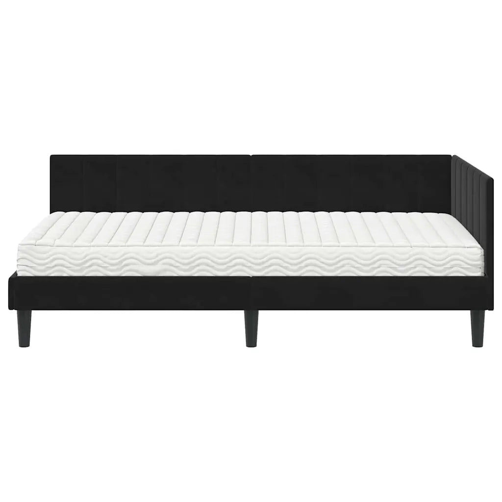 Struttura Letto Angolare con Materasso 2 pz-Giroletto con materasso Nero Velluto 685405