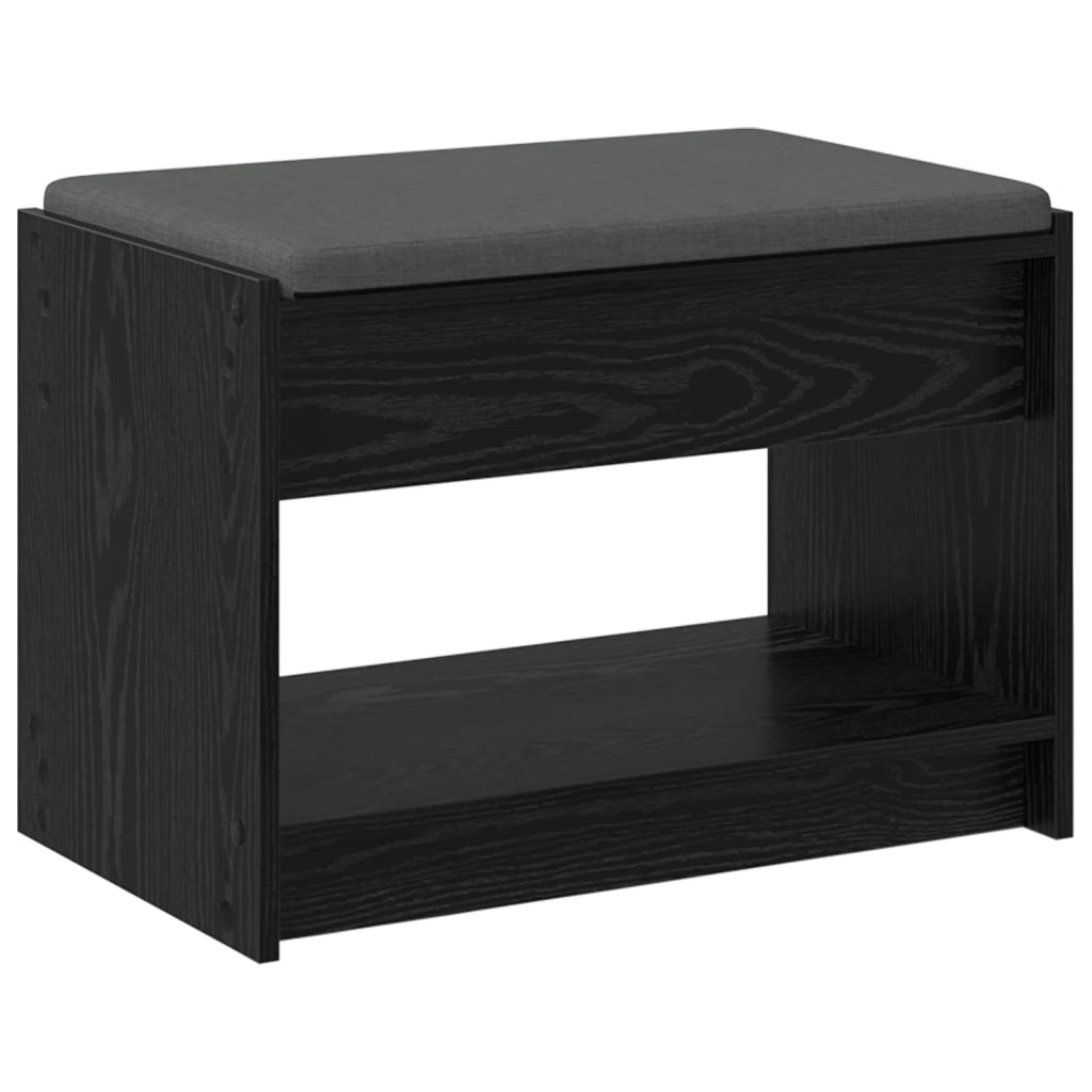 Panca per ingresso con cuscino Rovere Nero 63 x 38 x 45 cm 891569
