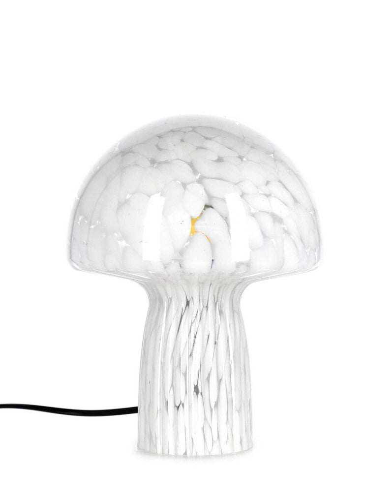 Lampada da Tavolo a Fungo in Vetro Bianco Maculato H25,5 - MEI-XIN