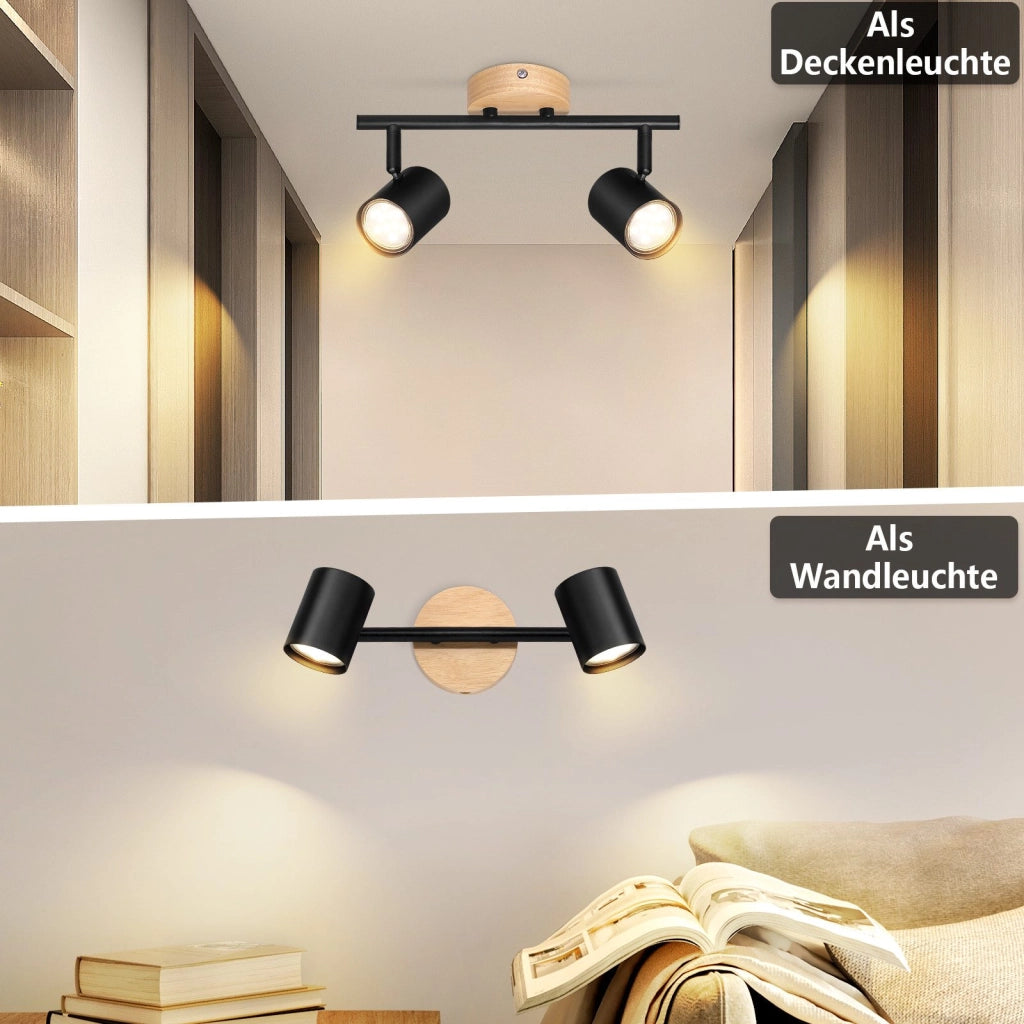 ZMH Faretto da soffitto neri moderni 2 fiamme GU10 per camera letto corridoio