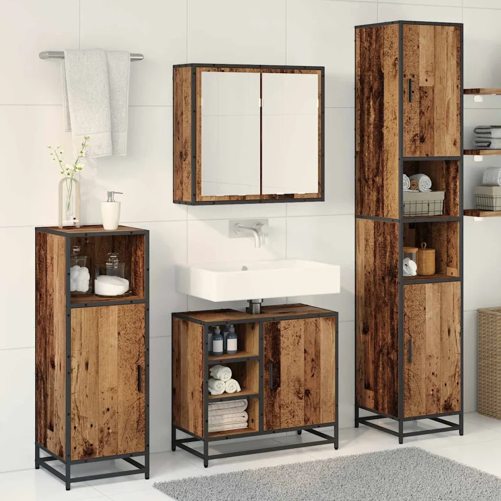 Set di mobili per il bagno con lo scaffale 3 pcs Legno vecchio 3402360