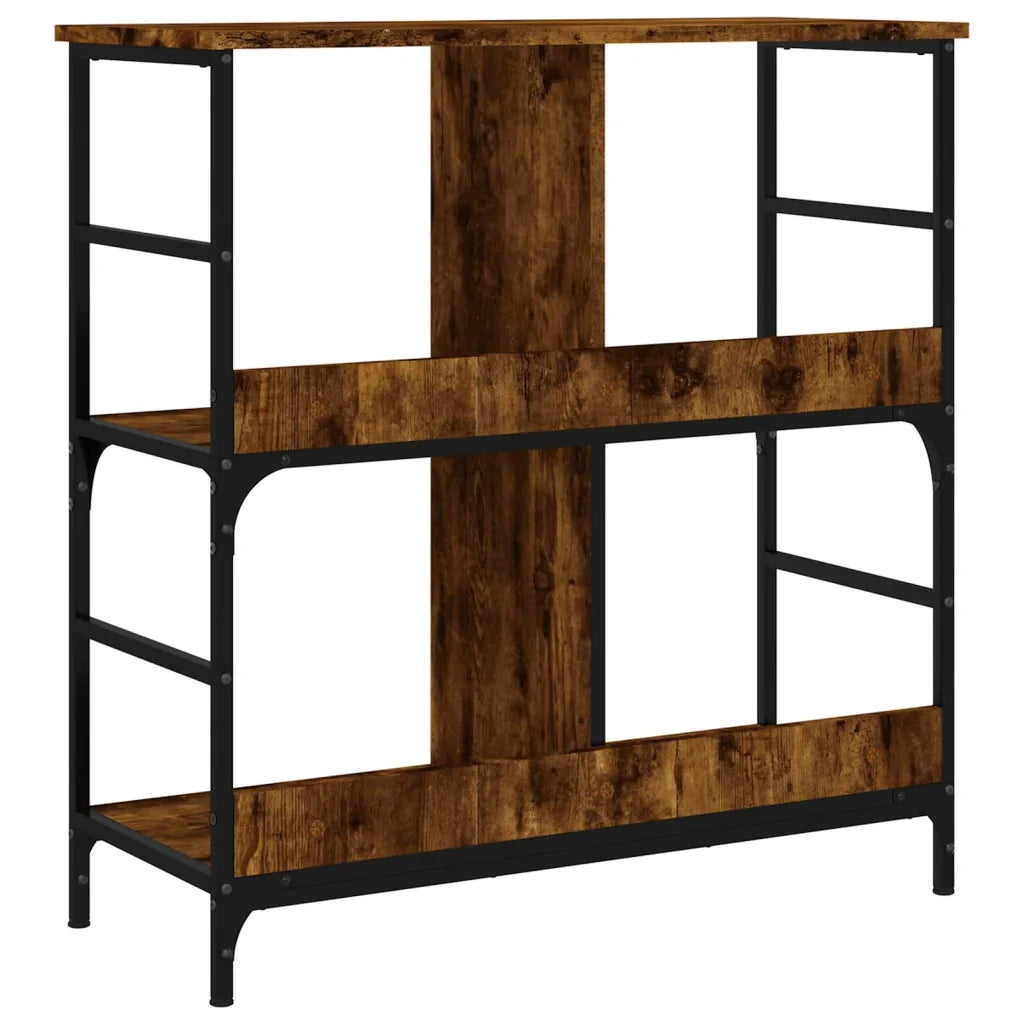 Libreria-Scaffale per Libri-Mobile di Stoccaggio Rovere Fumo 78,5x33x82 cm in Legno Multistrato