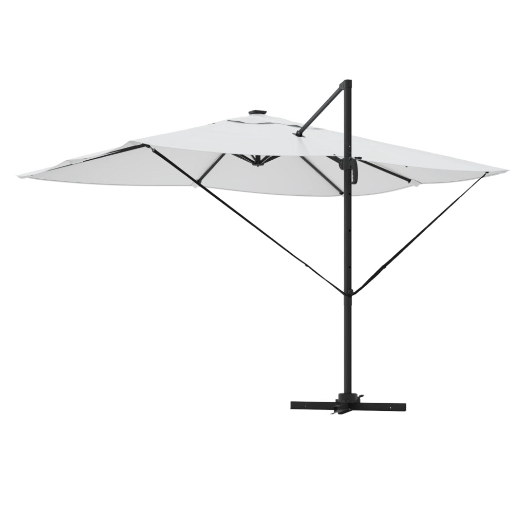 Ombrellone a Sbalzo con LED Sabbia 352x251x265 cm Alluminio