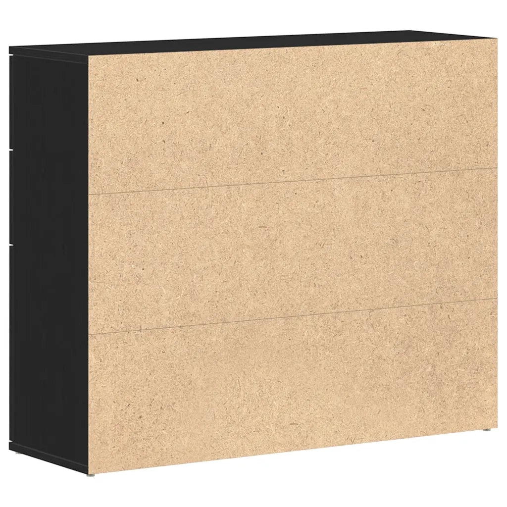 Credenza Rovere Nero 91x29,5x75 cm Legno Massello di Argilla 862003