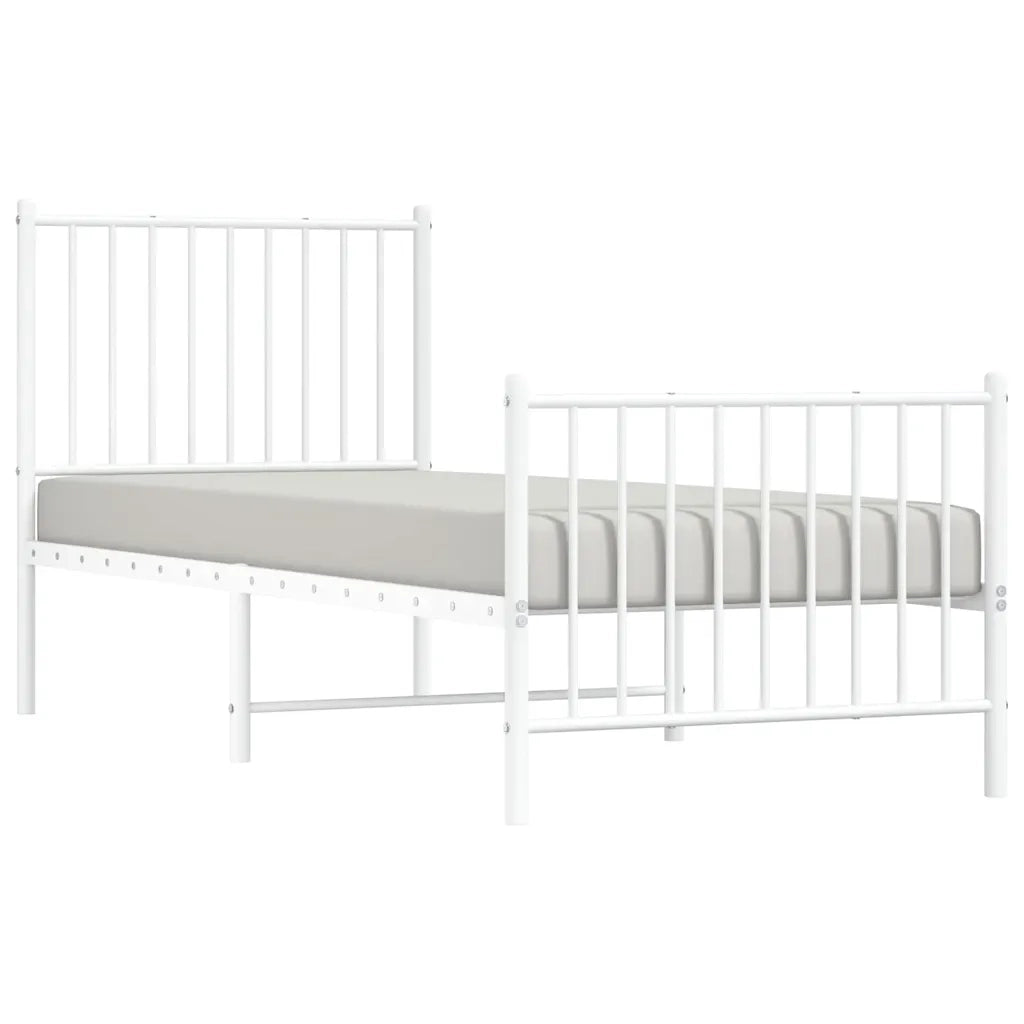Giroletto con Testiera e Pediera Metallo Bianco 80x200 cm 350940