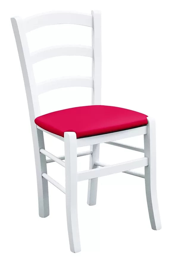 Set 2 sedie legno massello bianco seduta imbottita rosso - Mobili 2G