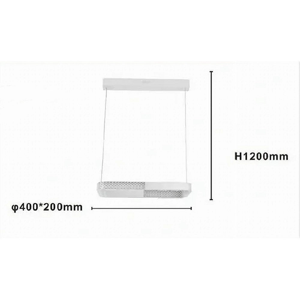 Trade Shop - Lampadario A Sospensione Led 24w Rettangolare Bianco Cristallo Con Telecomando 32033 -