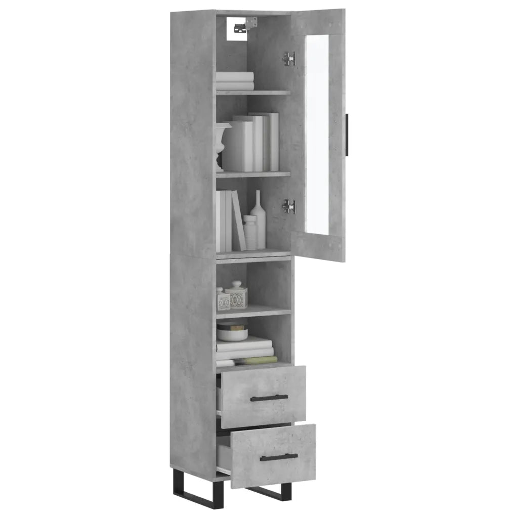 Credenza Grigio Cemento 34,5x34x180 cm in Legno Multistratocod mxl 110436