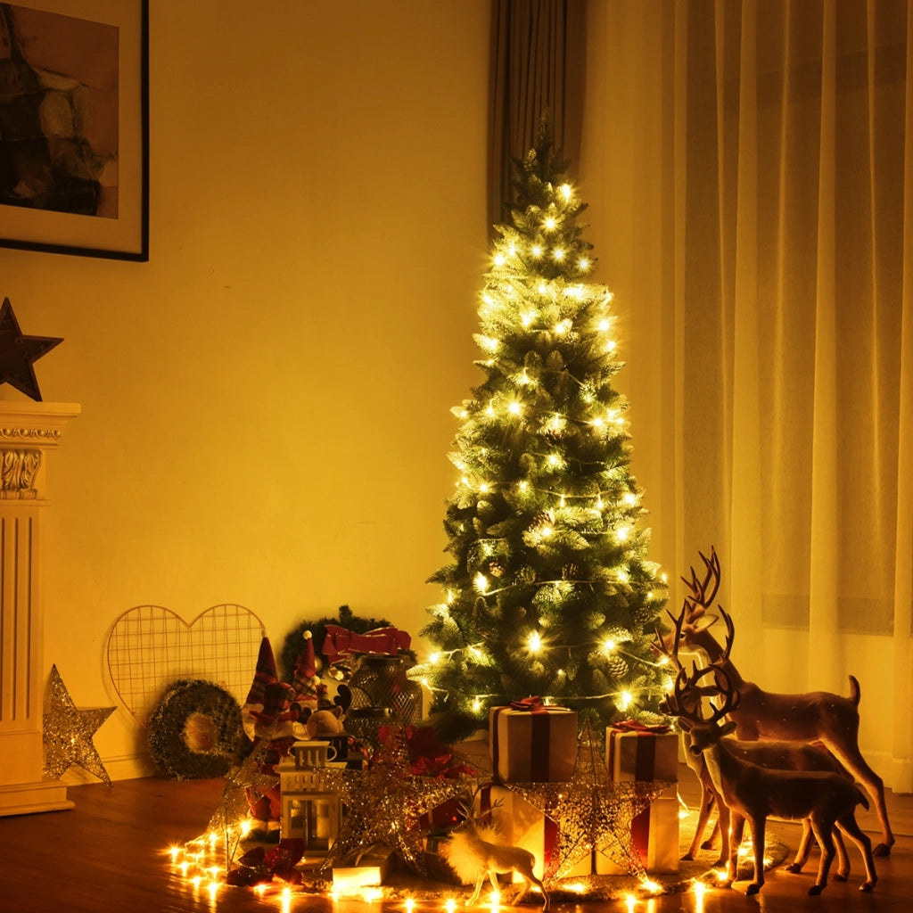 Albero di natale 180cm in pvc di alta qualit¨¤ e soldato di natale 3d illuminato, Albero di natale innevato e soldato preilluminato-Natale