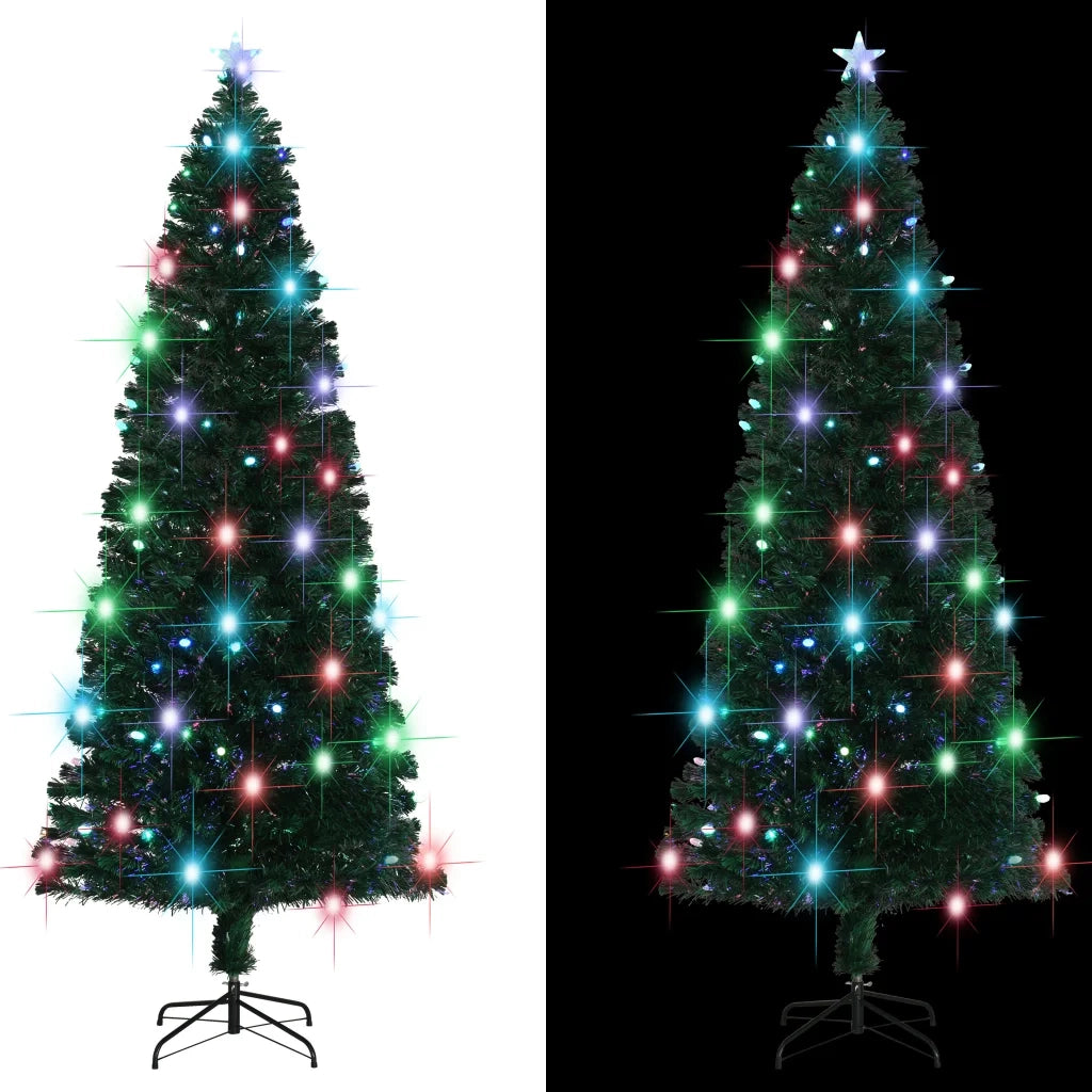 Albero di Natale Preilluminato con Supporto e LED 240 cm Fibra Ottica 284304