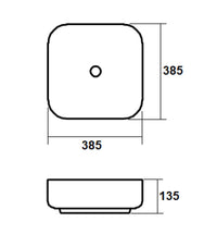 Lavabo da Appoggio 38,5x38,5x13,5 cm in Ceramica TFT Helsinki 2 Bianco
