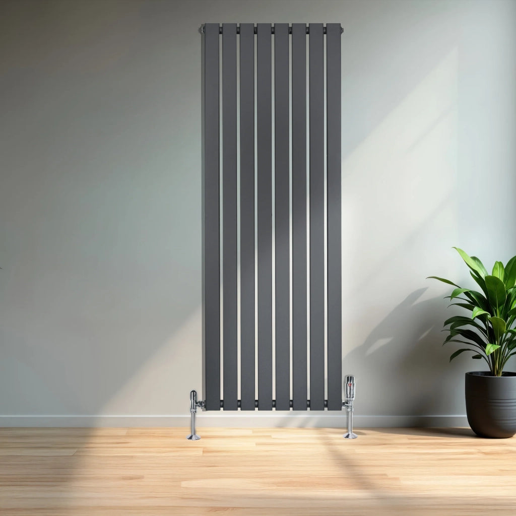 Radiatore Verticale 1600 x 560 mm con Valvole TRV Grigio Antracite