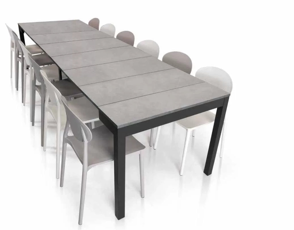 Consolle finitura nobilitato beton con 5 allunghe da 50 cm misura l.90 p.50 h.75(aperto 300 cm)