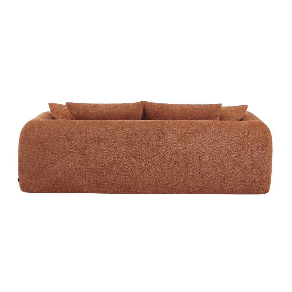 Divano letto in bouclé testurizzato, 3 posti, terracotta