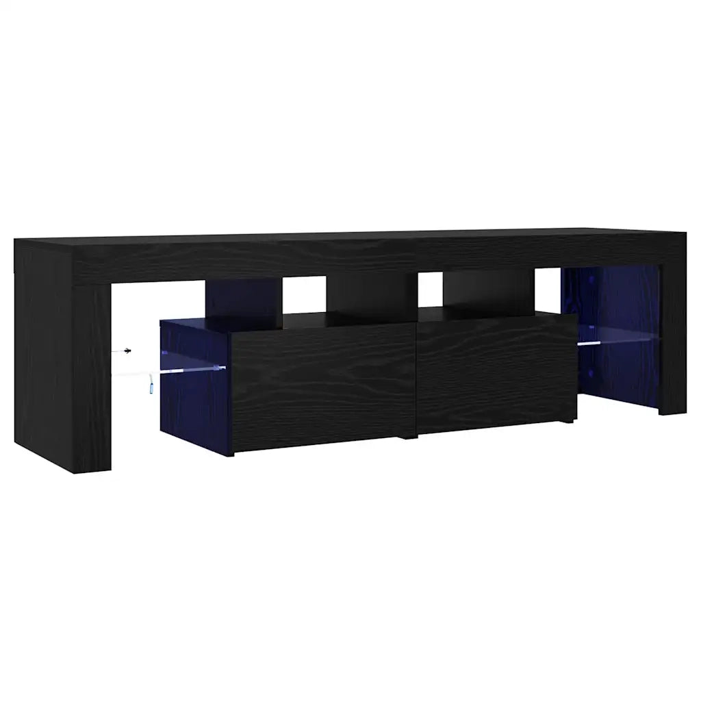 Mobile Porta TV con LED Rovere Nero 140x36,5x40 cm Truciolato 862030