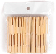 Vetture di Frutta in Bambù da 200 pezzi - Forchette in Legno da Cucina - Forchette Cocktail - Mini Forchette da Cibo - 9 cm - Progettate per la Sicurezza