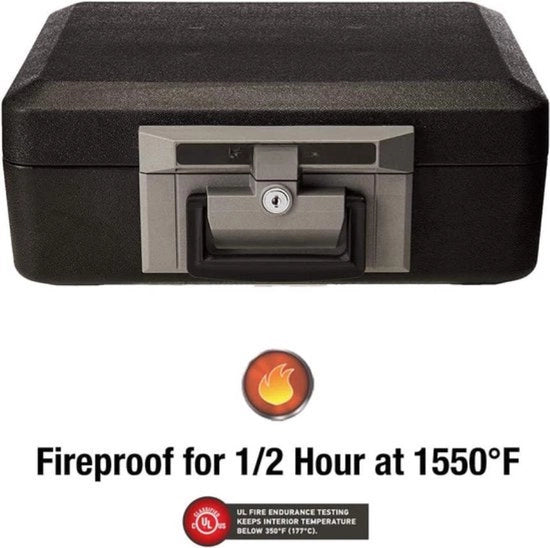Safetta anti-incendio con chiusura a chiave - cassettiera con maniglia portatile - oggetti di valore - gioielli - protezione - 0,25 piedi cubi - 1160 x 30 cm Safetta anti-incendio