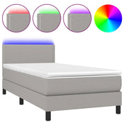 Letto singolo | Letto per adulti | Letto a Molle Materasso e LED Grigio Chiaro 90x190 cm Tessuto