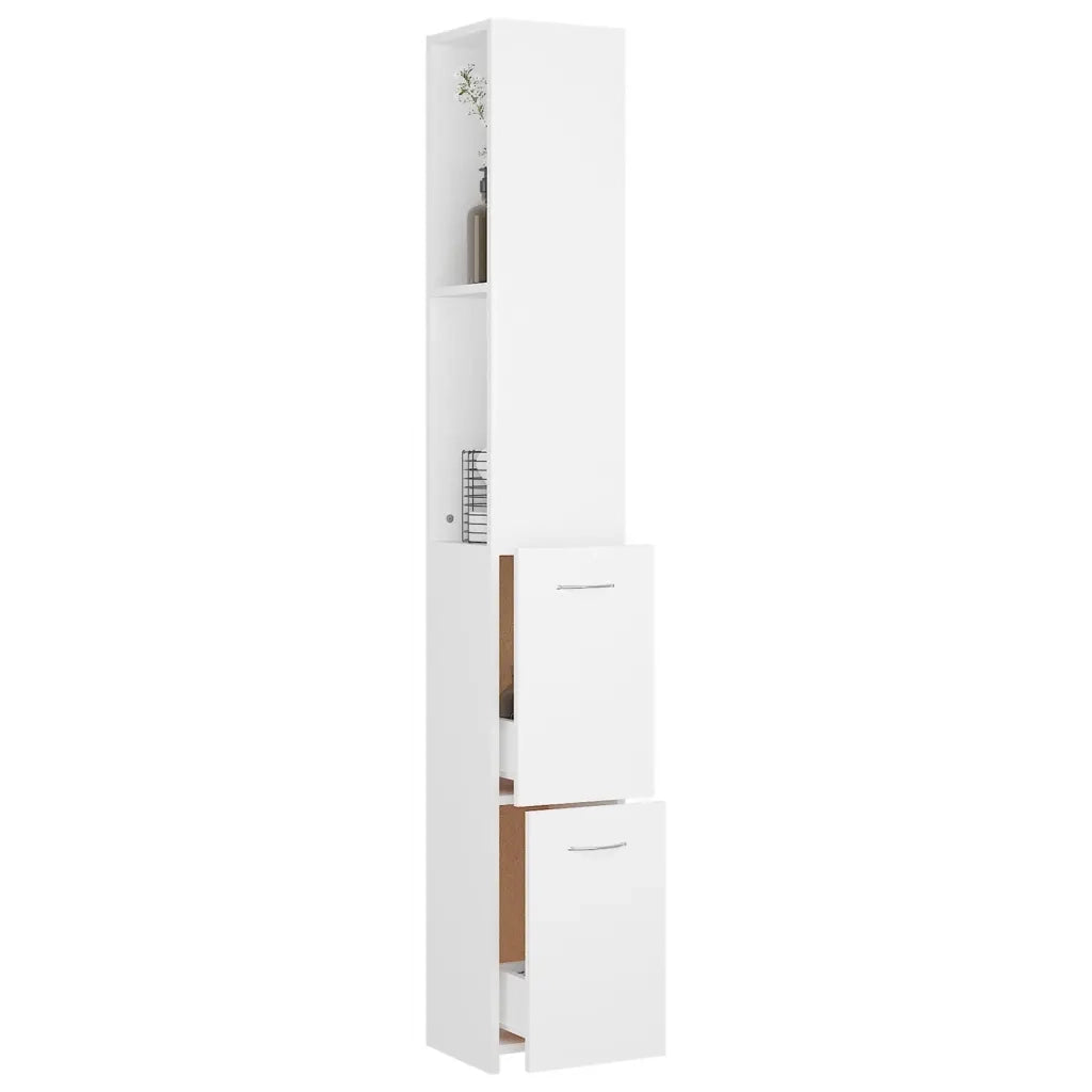Armadietto da Bagno | Armadio da bagno Bianco 25x26,5x170 cm in Legno Multistrato