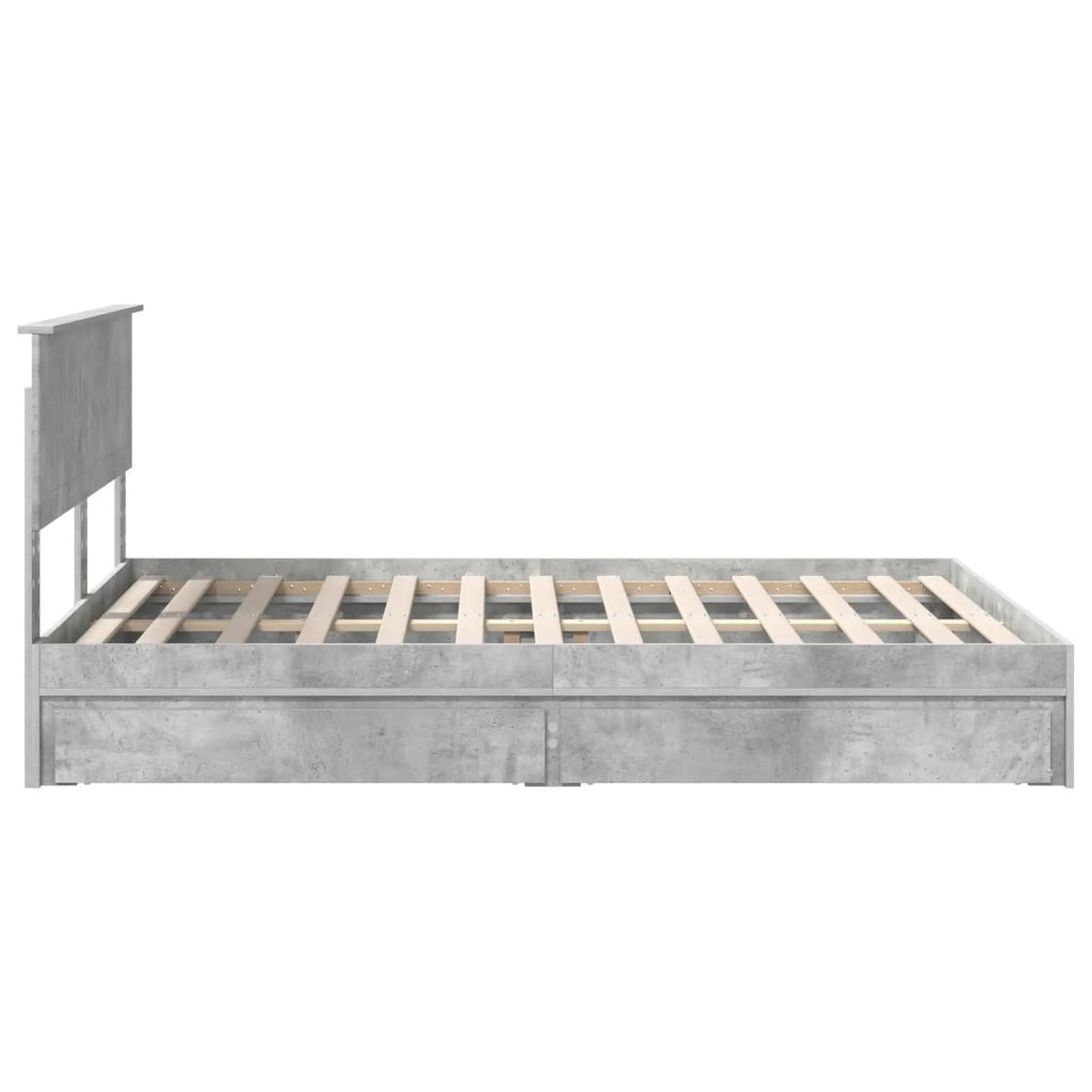Letto con Contenitore con testiera Grigio cemento 135 x 190 cm 3410808