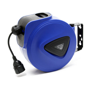 Avvolgicavo automatico 15m orientabile a 180°, con supporto a parete e materiale di montaggio