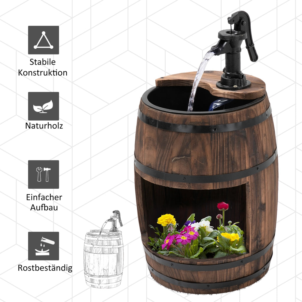 Fontana da Giardino con Vaso ¨C zephmum ¨C Fusto Legno Abete Marrone Scuro ?27x59 cm
