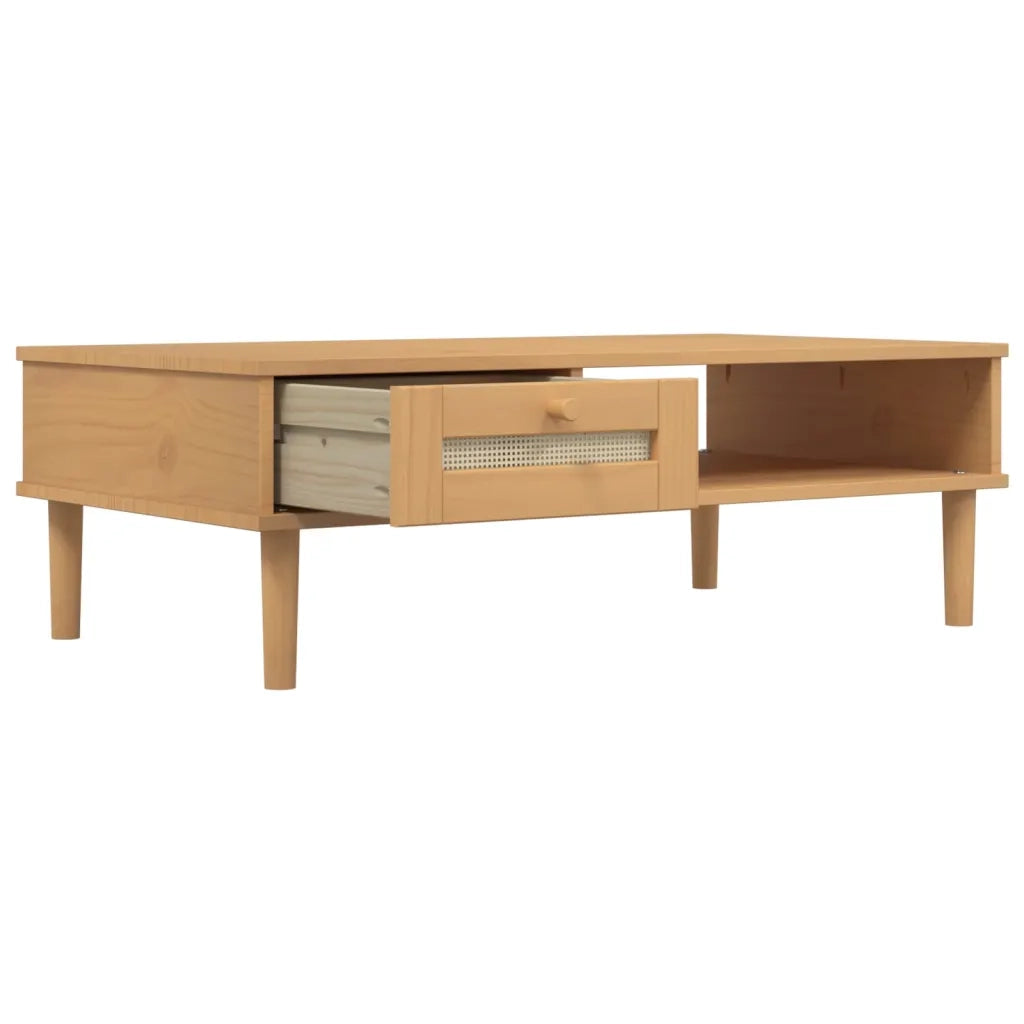 Tavolino SENJA Aspetto Rattan Marrone 100x55x33 Legno Massello 358046
