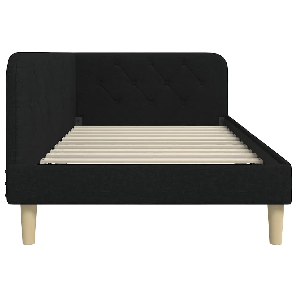Cornice del letto ad angolo Nero 90 x 200 cm Tessuto 42016571