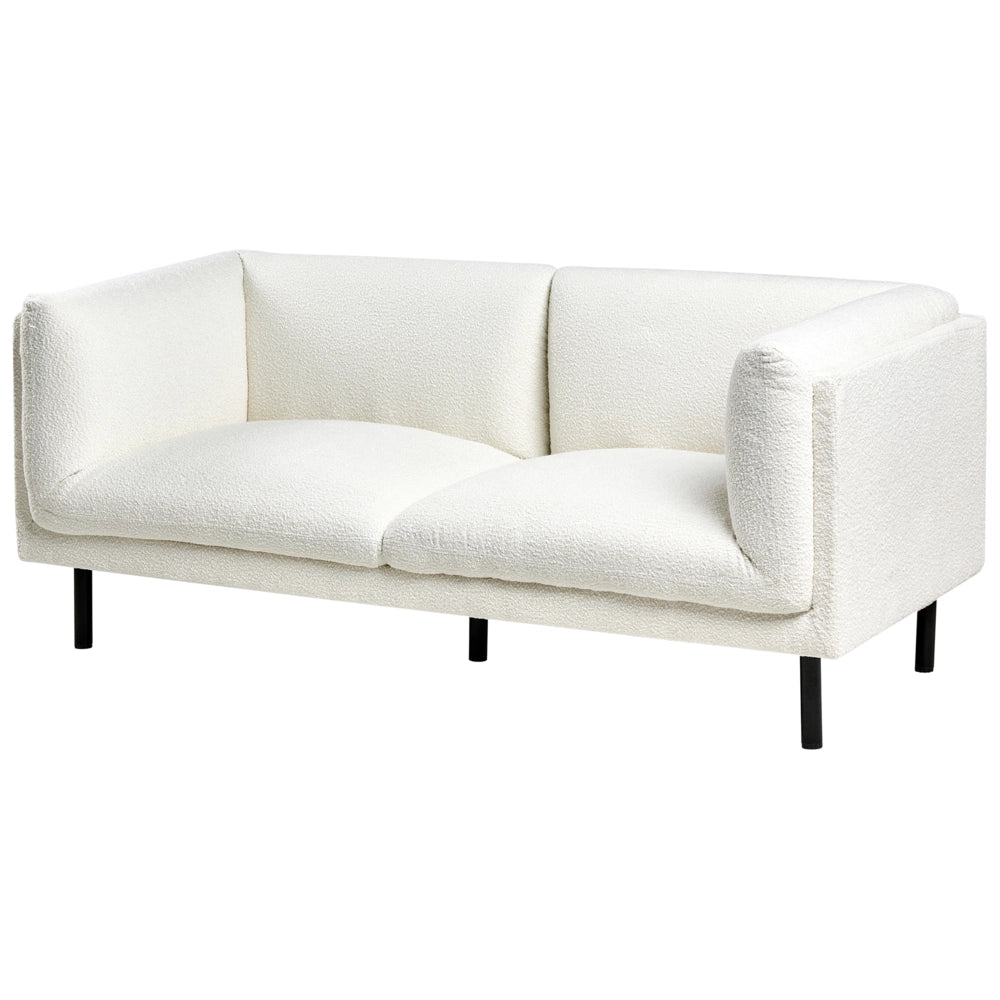 Set di divani imbottiti a 5 posti in tessuto bouclè bianco sporco stile elegante