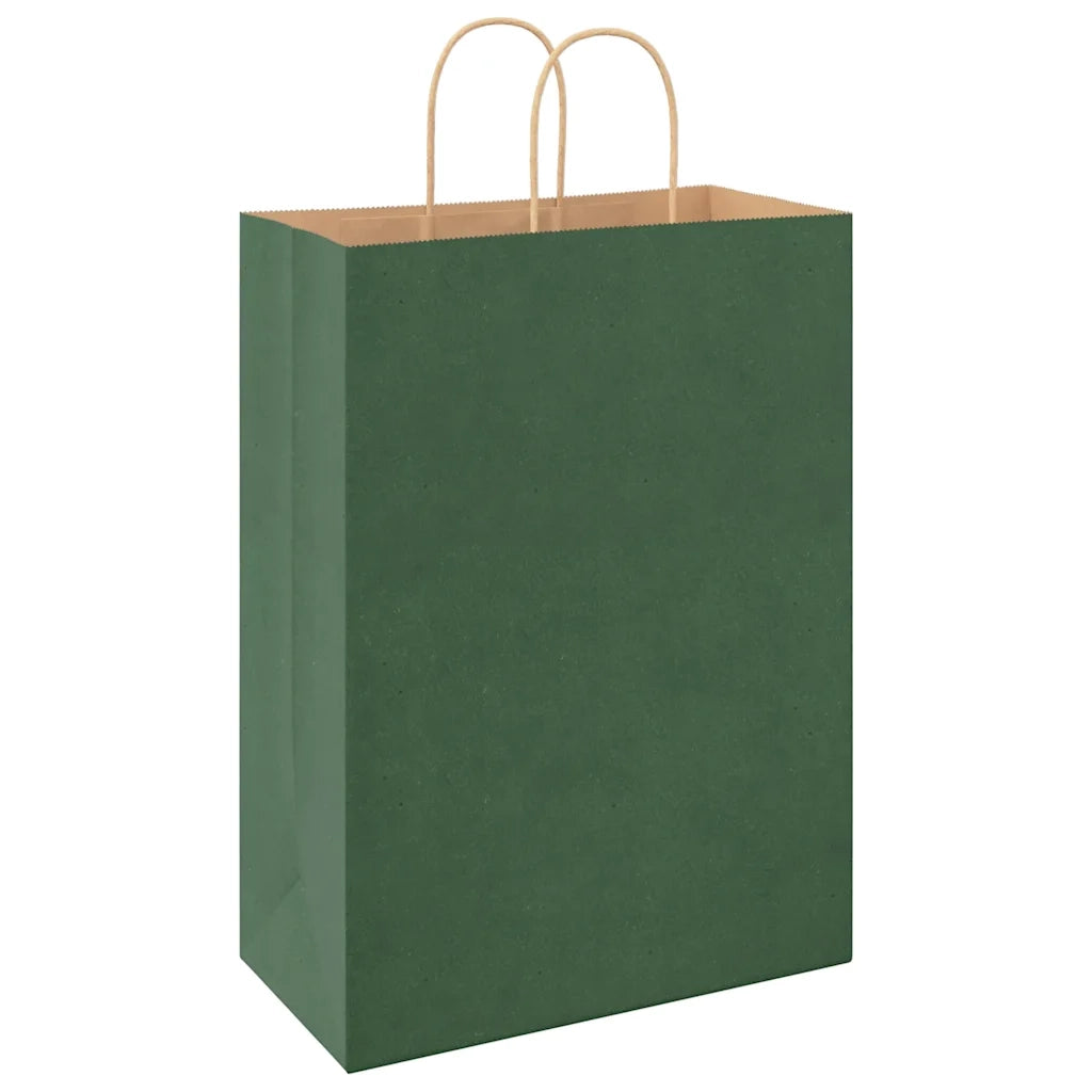 vidaXL Sacchetti di Carta 250 pz con Manici Verdi 32x17x44 cm