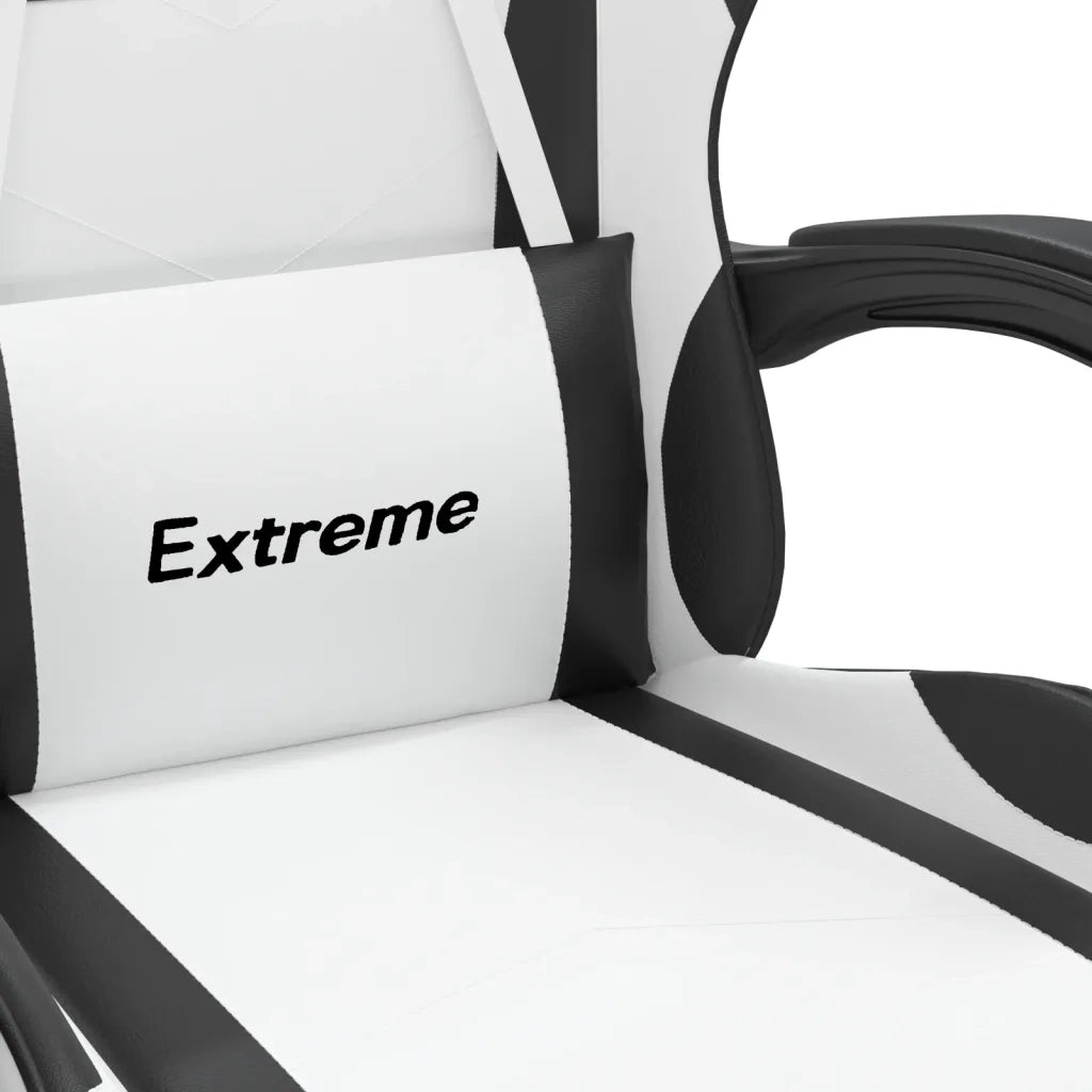 vidaXL Sedia da Gaming Girevole Bianco e Nero in Similpelle