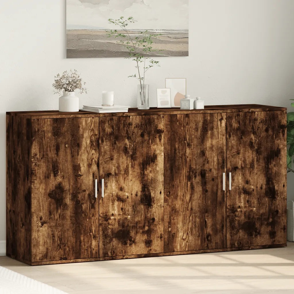 Credenze 2 pz | Madia | Buffet da pranzo | Armadio da pranzo Rovere Fumo 79x38x80 cm in Legno Multistrato