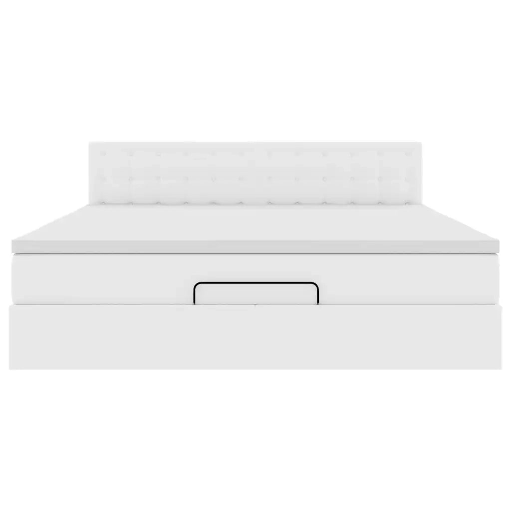 Pouf Letto con Materassi e LED Bianco Puro 160x200cm Similpelle 3312163