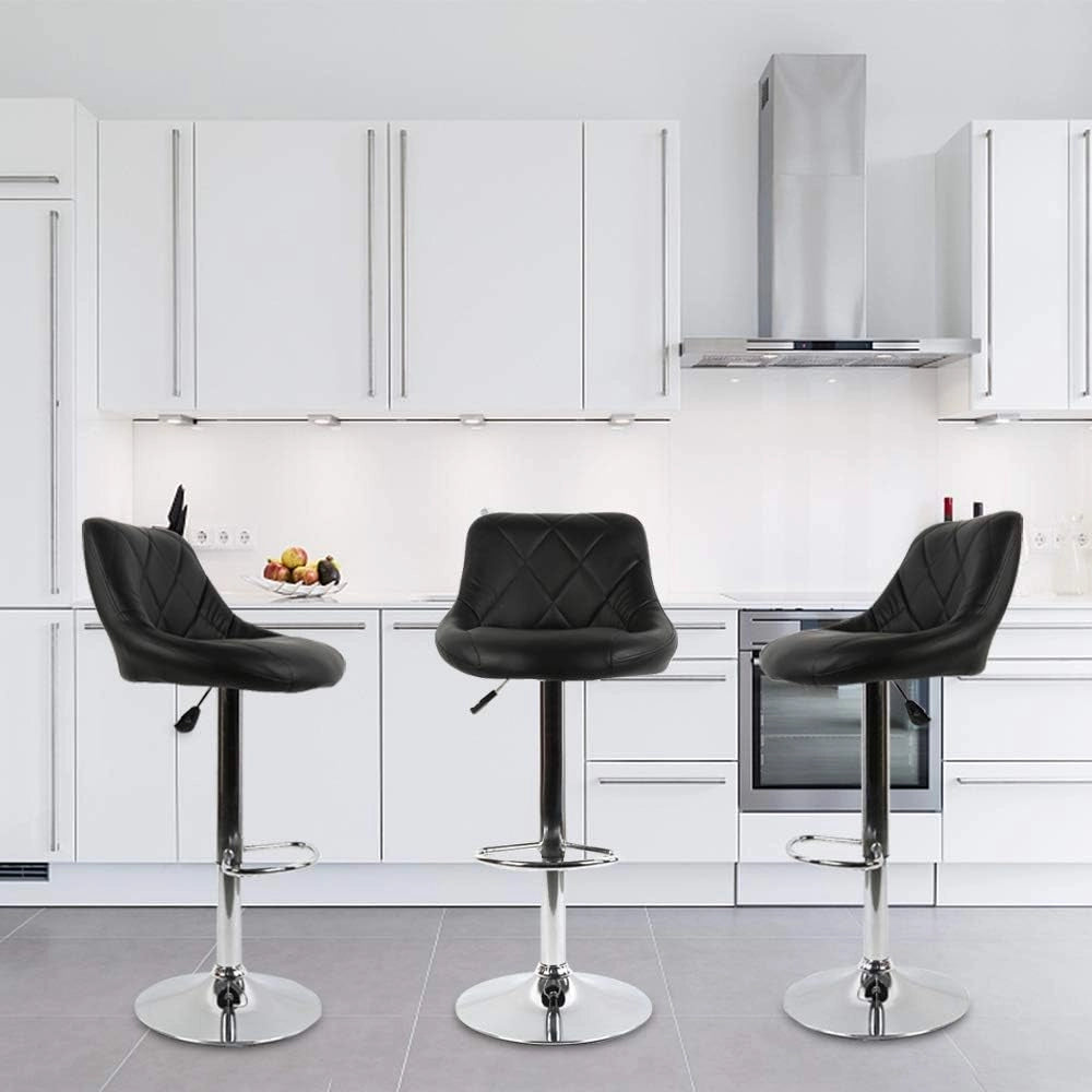 Sgabello da Bar, Regolabile in Altezza Sgabello Alto con Schienale per Cucina Bar (Nero, 2pcs)
