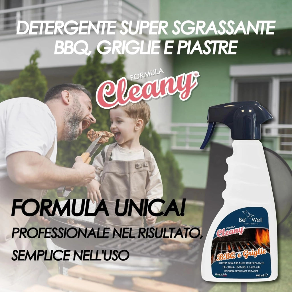 Cleany Detergente Super Sgrassante Spray per BBQ, Piastre e Griglie, Sgrassatore Super per Barbecue, 500 ml, Made in Italy