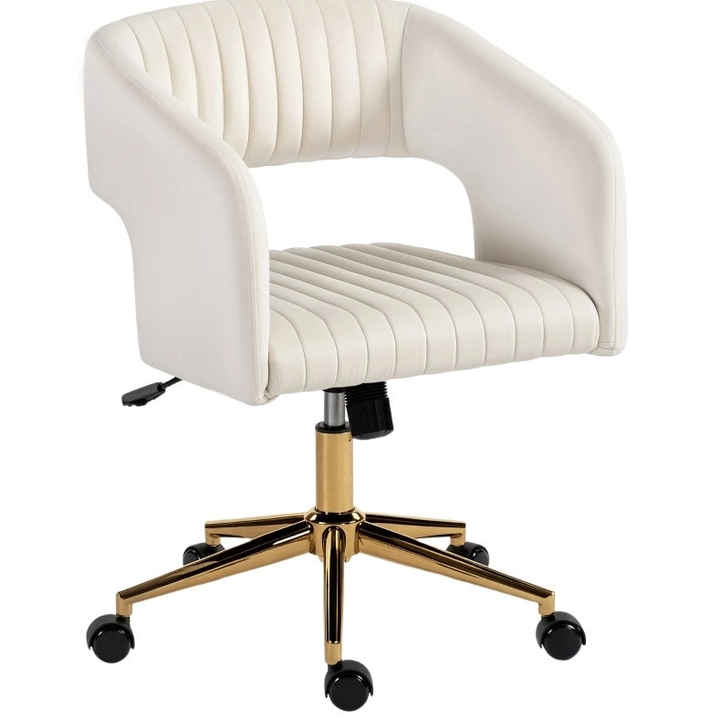 Sedia da ufficio in effetto velluto crema con funzione basculante