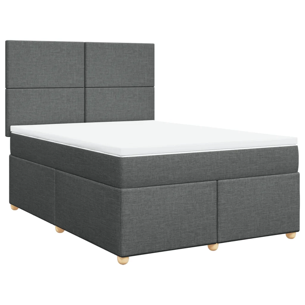 Giroletto a Molle con Materasso Grigio Scuro 160x200 cm Tessuto