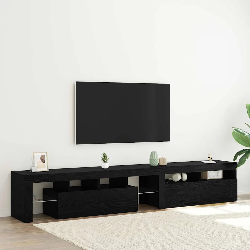 Mobile TV 2 pz-Mobile per TV-Credenza TV Rovere Nero 260 x 37 x 40 cm Legno multistrato 280533