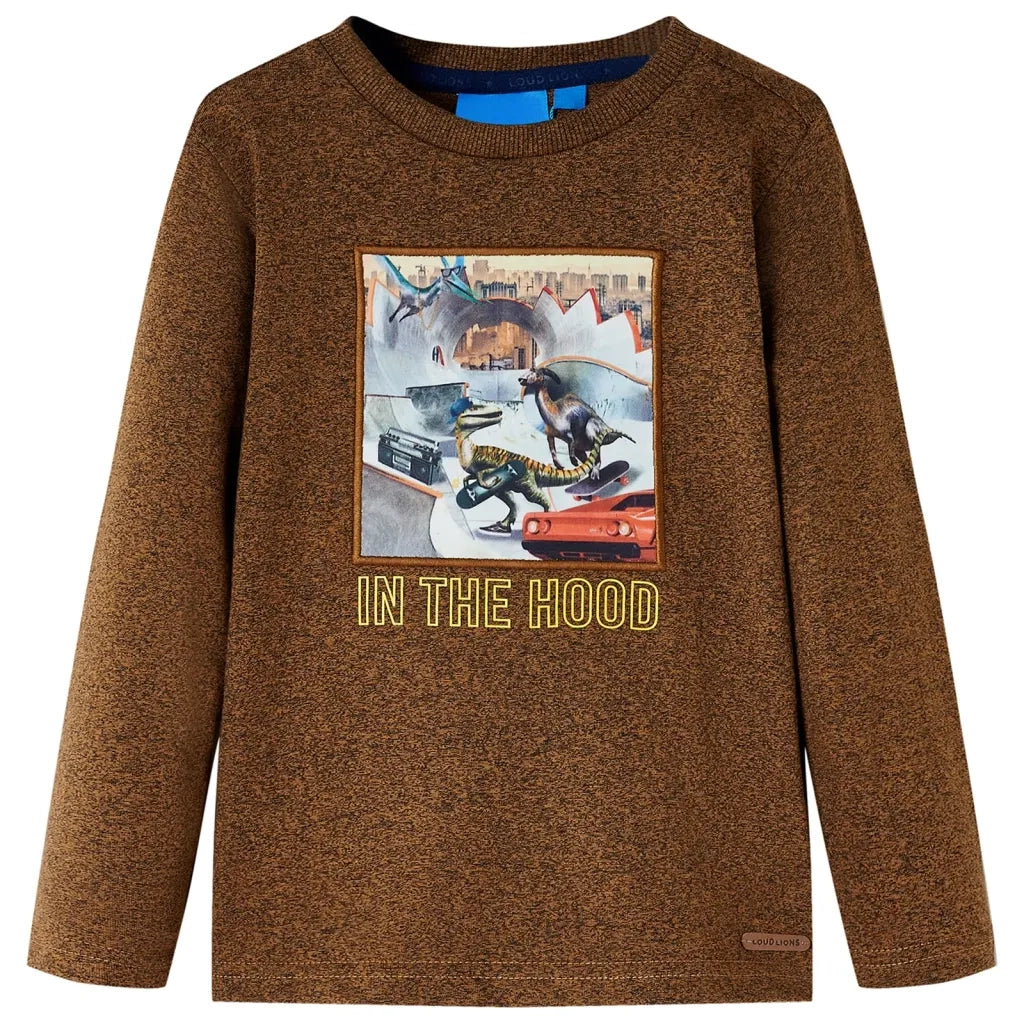 Maglietta Bambini Maniche Lunghe Cognac MÃ©lange 116