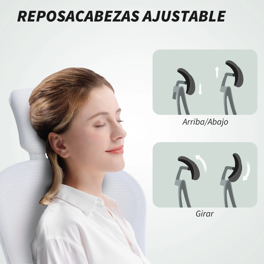 Sedia da Ufficio con Schienale in Rete e Supporto Lombare Regolabile ¨C Zephmum ¨C Bianco 62x64x120 cm